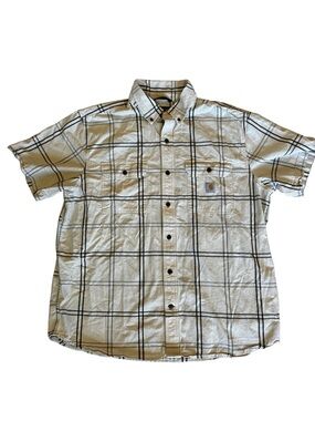 Carhartt Plaid Button Down Shirt XL Loose Fit Short Sleeve